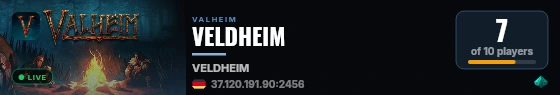 VELDHEIM live status badge