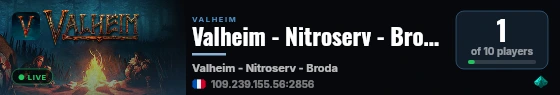 Valheim - Nitroserv - Broda live status badge