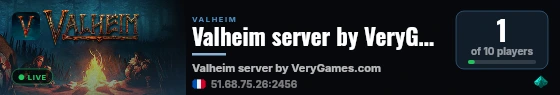 Valheim server by VeryGames.com - DediGames Box live status badge