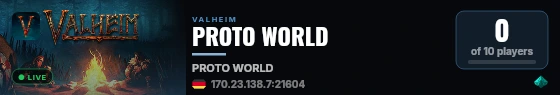 PROTO WORLD live status badge