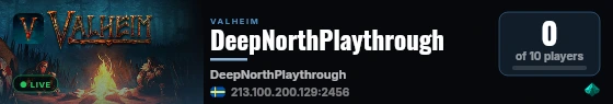 DeepNorthPlaythrough live status badge