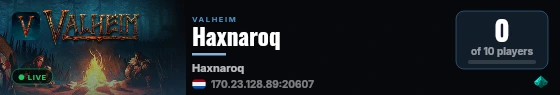 Haxnaroq live status badge