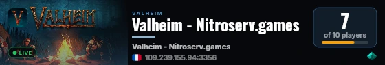 Valheim - Nitroserv.games live status badge