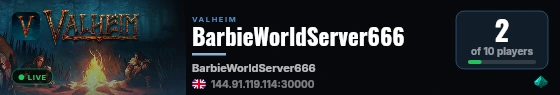 BarbieWorldServer666 live status badge