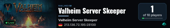 Valheim Server Skeeper live status badge