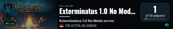 Exterminatus 1.0 No Mods server live status badge