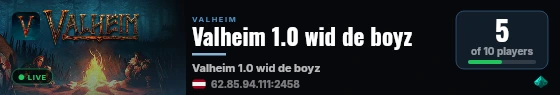 Valheim 1.0 wid de boyz live status badge
