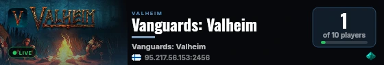 Vanguards: Valheim live status badge