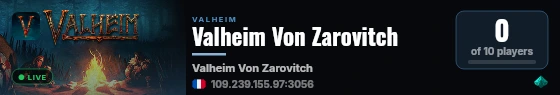 Valheim Von Zarovitch live status badge