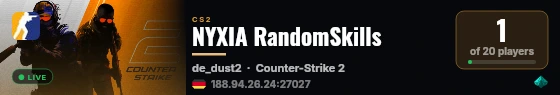 NYXIA RandomSkills live status badge