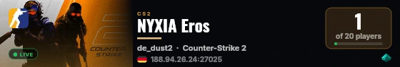 NYXIA Eros live status badge