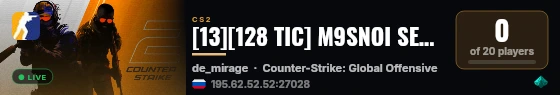 [13][128 TIC] M9SNOI SERVER CS:GO | DM | !knife !ws !gloves live status badge