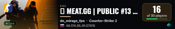 🔥 MEAT.GG | PUBLIC #13 | MIRAGE FPS+ live status badge
