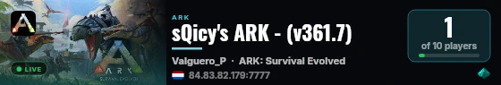 sQicy's ARK - (v361.7) live status badge