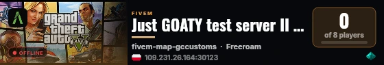 Just GOATY test server II [WHITELIST] live status badge