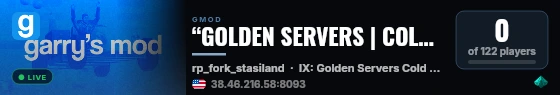 “GOLDEN SERVERS | COLD WAR MILITARYRP | US | live status badge