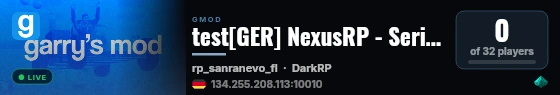 test[GER] NexusRP - SeriousRP - VCMod/Photon2 - FastDL live status badge