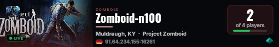 Zomboid-n100 live status badge