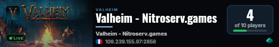 Valheim - Nitroserv.games live status badge
