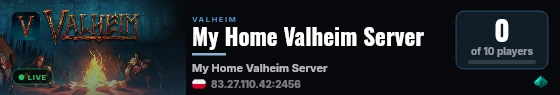 My Home Valheim Server live status badge