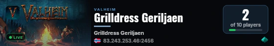 Grilldress Geriljaen live status badge