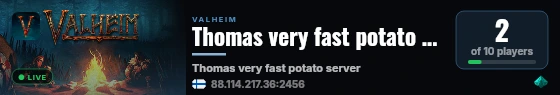 Thomas very fast potato server live status badge