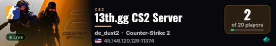 13th.gg CS2 Server live status badge