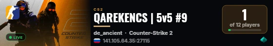 QAREKENCS | 5v5 #9 live status badge
