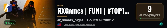 RXGames | FUN1 | #TOP10 HLSTATSX | #VIP+SKINS+MENU live status badge