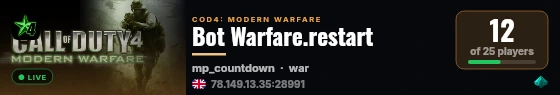 Bot Warfare.restart live status badge
