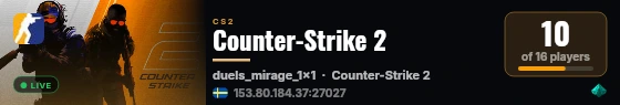Counter-Strike 2 live status badge