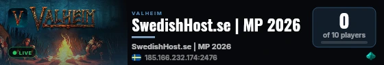 SwedishHost.se | MP 2026 live status badge