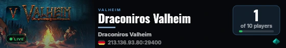 Draconiros Valheim live status badge