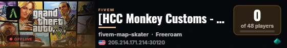 [HCC Monkey Customs - Full Real-Life QBCore City] HCC GTA! live status badge