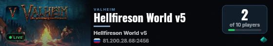 Hellfireson World v5 live status badge
