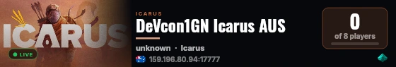 DeVcon1GN Icarus AUS live status badge