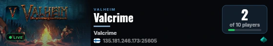 Valcrime live status badge
