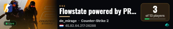 Flowstate powered by PRACC.COM live status badge