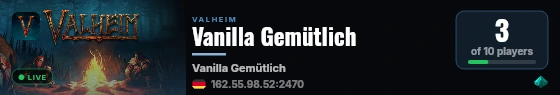 Vanilla Gemütlich live status badge