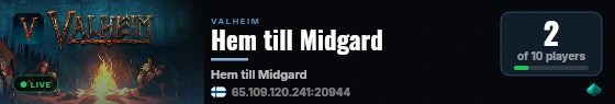 Hem till Midgard live status badge