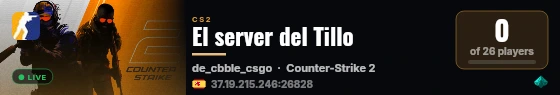 El server del Tillo live status badge