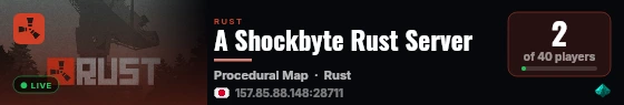 A Shockbyte Rust Server live status badge