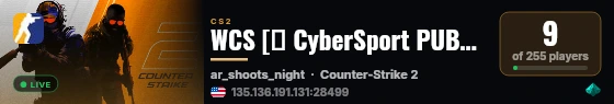 WCS [💚 CyberSport PUBLIC] Скины! 128t live status badge