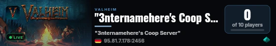"3nternamehere's Coop Server" live status badge