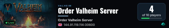 Order Valheim Server live status badge
