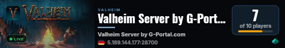 Valheim Server by G-Portal.com live status badge