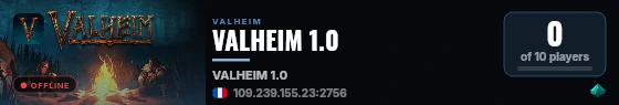 VALHEIM 1.0 live status badge