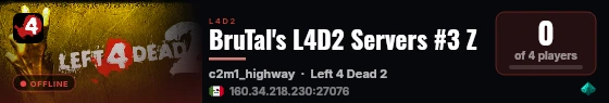 BruTal's L4D2 Servers #3 Z live status badge