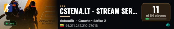 CSTEMA.LT - STREAM SERVER #1 live status badge