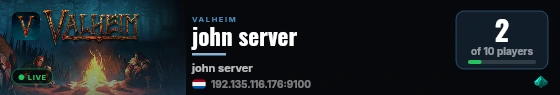john server live status badge